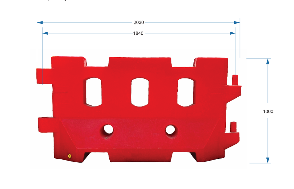 GuardX 1000™ HD Water Barrier Red - 2000 (L) x 450 (W) x 1000 (H) mm