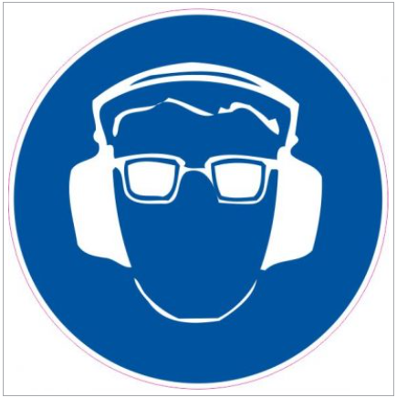 200mm Round Sticker - Ear &amp; Eye Protection