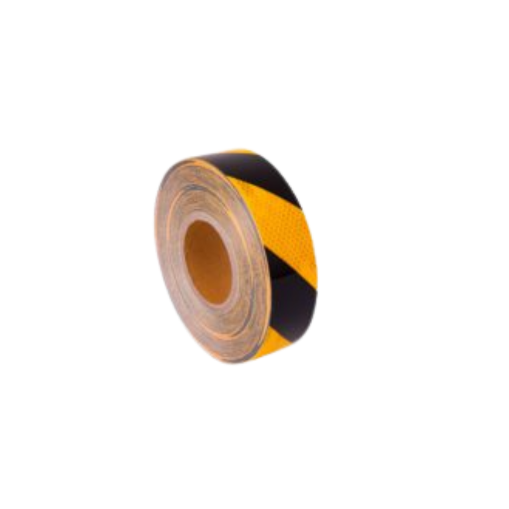 Black/Yellow Adhesive Reflective Tape 48mm x 45.7m Class 1