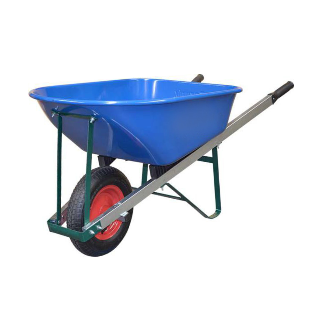 Builders Wheelbarrow, Steel Tray, Wide Wheel