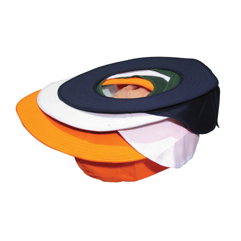 Hard Hat Cotton Brim w/- neck flap - ORANGE