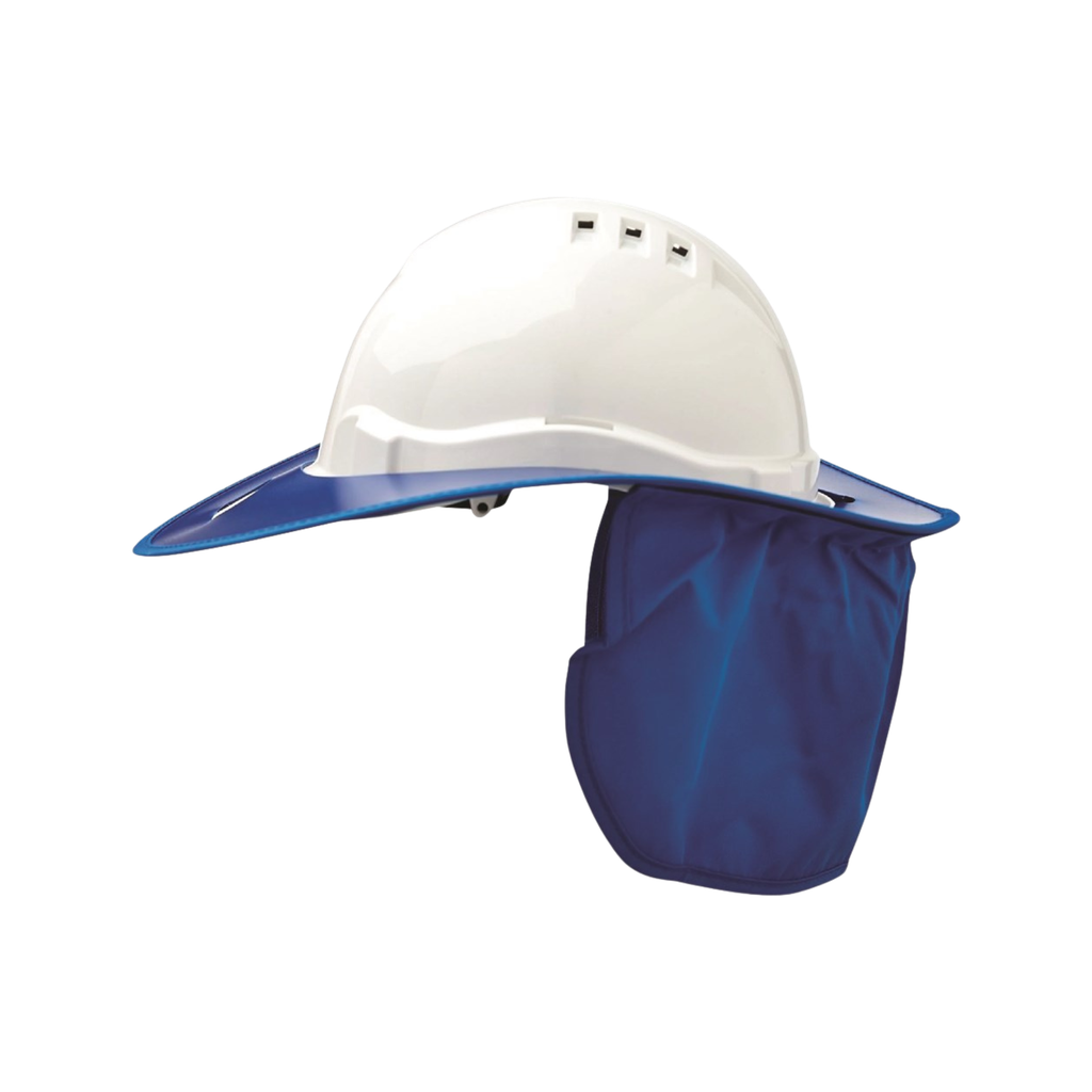 Hard Hat Plastic Snap Brim w/- neck flap NAVY BLUE