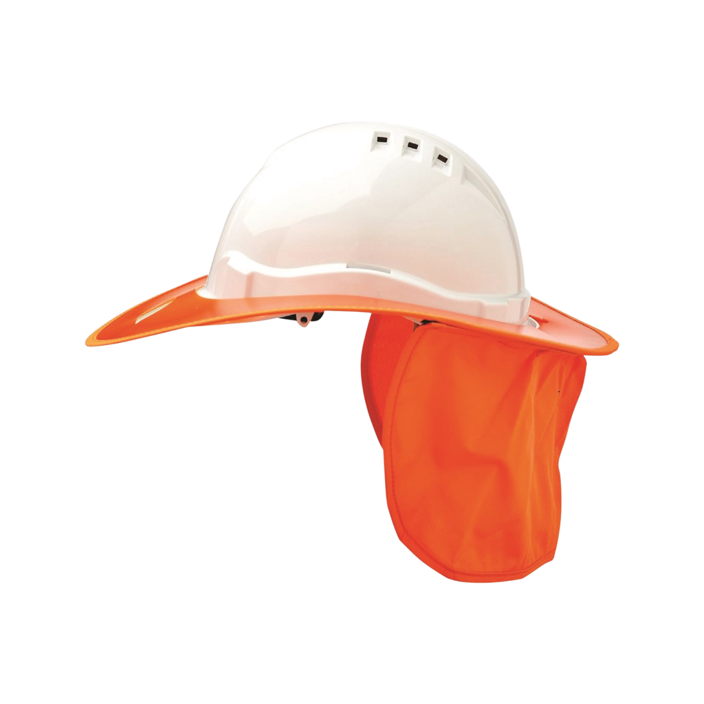 Hard Hat Plastic Snap Brim w/- neck flap ORANGE