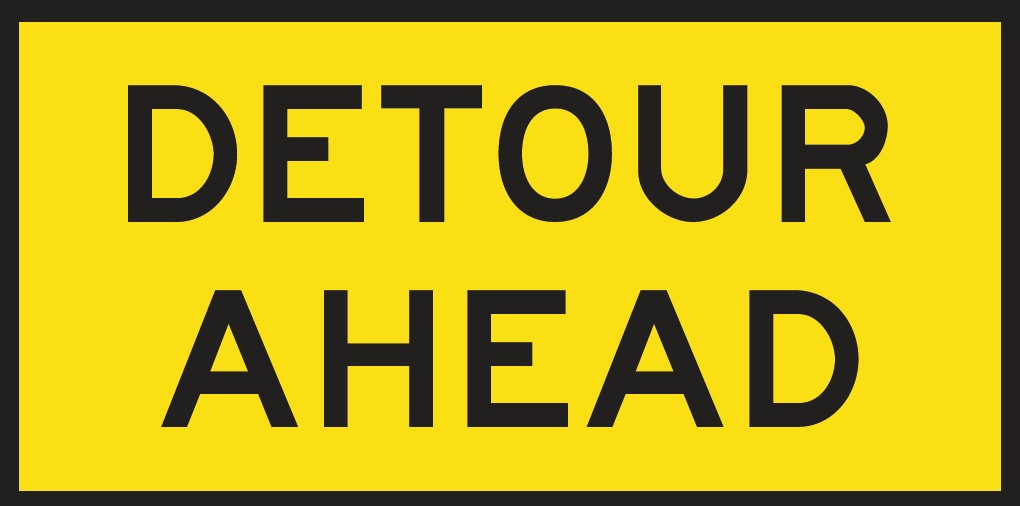 Metal Sign Boxed Edge 1200 x 600mm - Detour Ahead