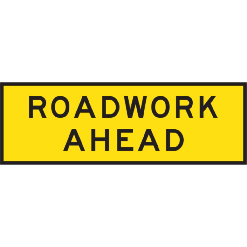 Boxed Edge Sign Metal Class 1W Reflective 1800 x 600mm - Roadwork Ahead