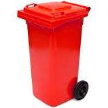 Plastic Wheelie Bin - 120 Litre - Red