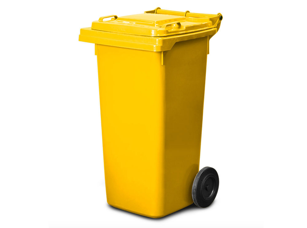 Plastic Wheelie Bin - 120 Litre - Yellow