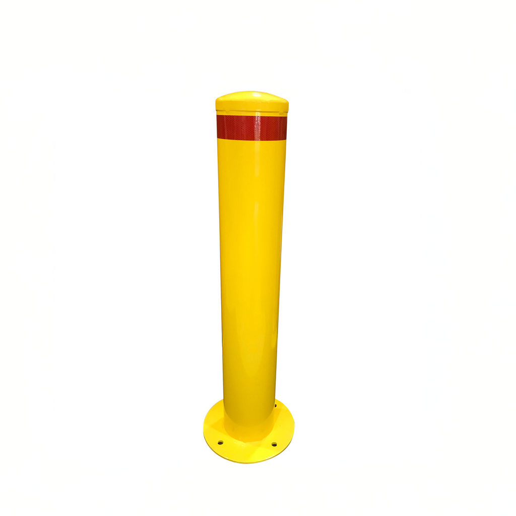 Safety Yellow Steel Bollard - 1300mm(H) x 165mm Dia - Surface Mount
