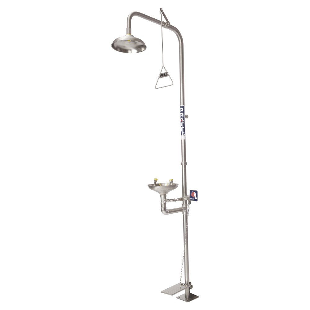 Combination 304SS Shower with Eye Wash, Bowl and Foot Treadle