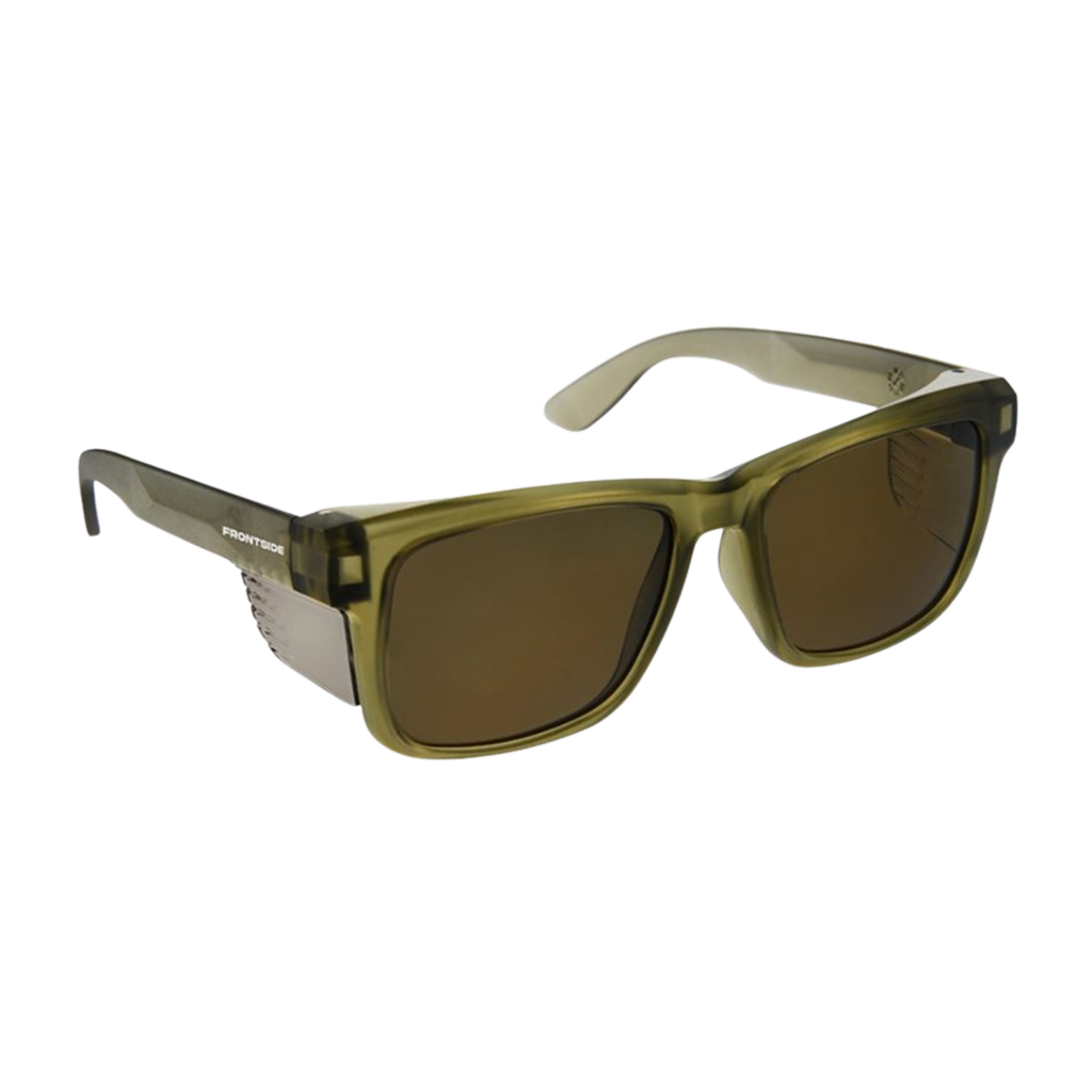 Style Safety Glasses Frontside POLARISED Brown Lens with Khaki Frame