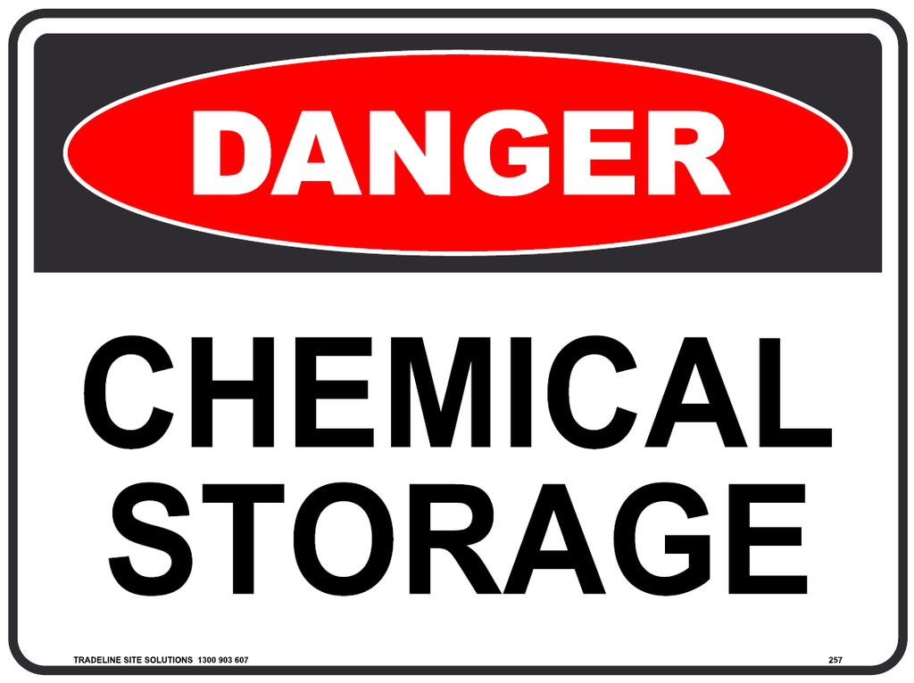 Safety Sign 600 x 450mm Coreflute - Chemical Storage
