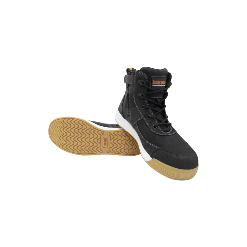 Dune Low Cut Zip Side Lave Up Safety Boot Black