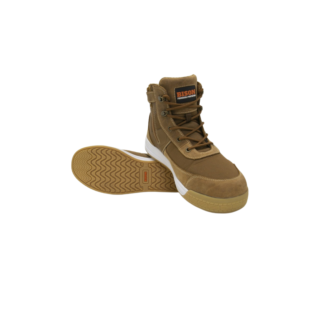 Dune Low Cut Zip Side Lace Up Safety Boot Brown