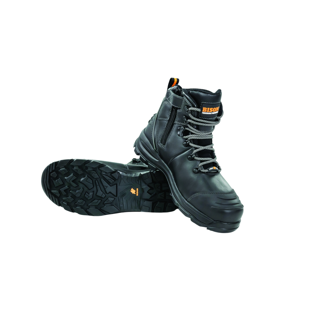 XT Zip Side Lace Up Safety Boot Black