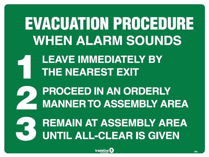 Safety Sign 600 x 450mm Coreflute - Evacuation Procedure