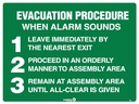 Safety Sign 600 x 450mm Coreflute - Evacuation Procedure