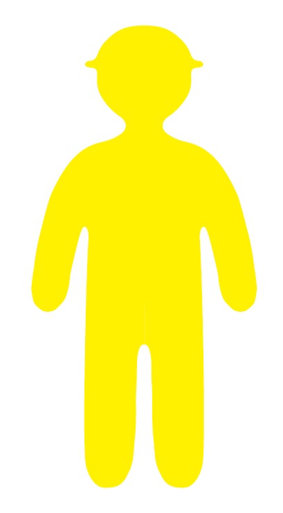 1200 x 1800mm Coreflute Yellow Man Cut Out - Hands Down