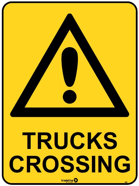 Safety Sign 600 x 450mm - Trucks Crossing