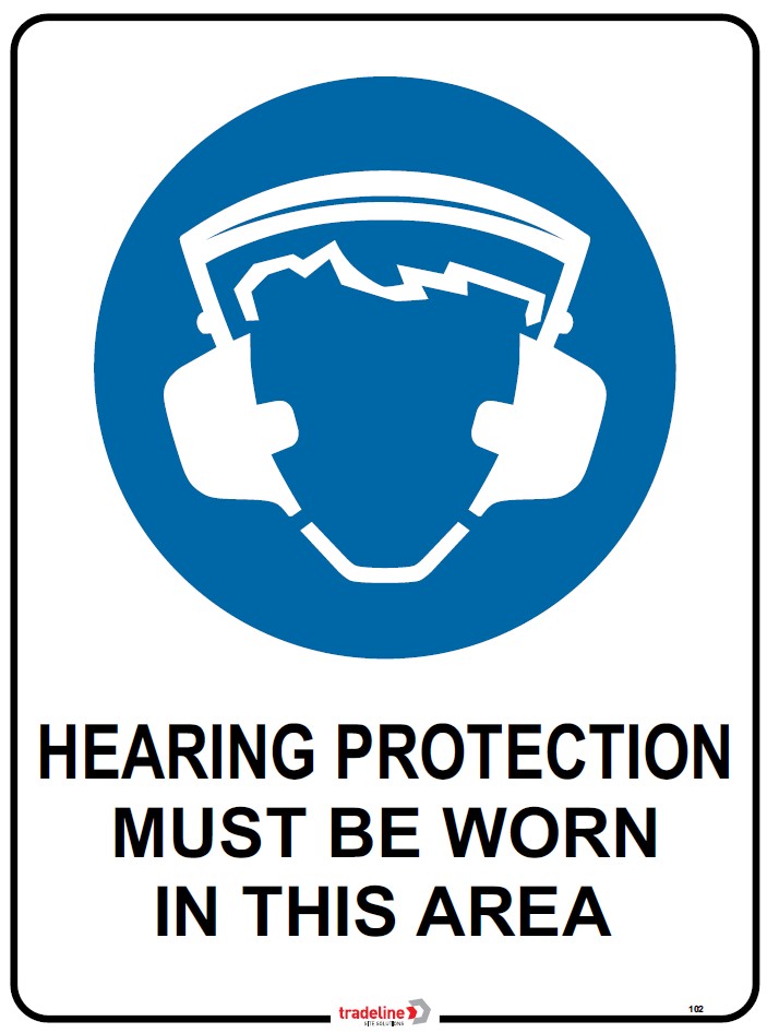 Safety Sign 600 x 450mm - Hearing Protection must be worn