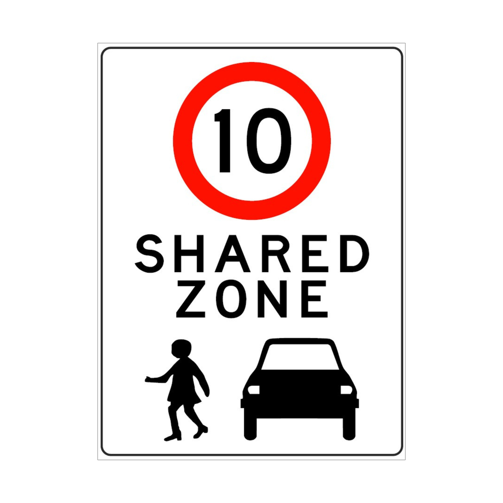 Safety Sign 600 x 450mm - Shared Zone 10km