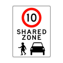 Safety Sign 600 x 450mm - Shared Zone 10km