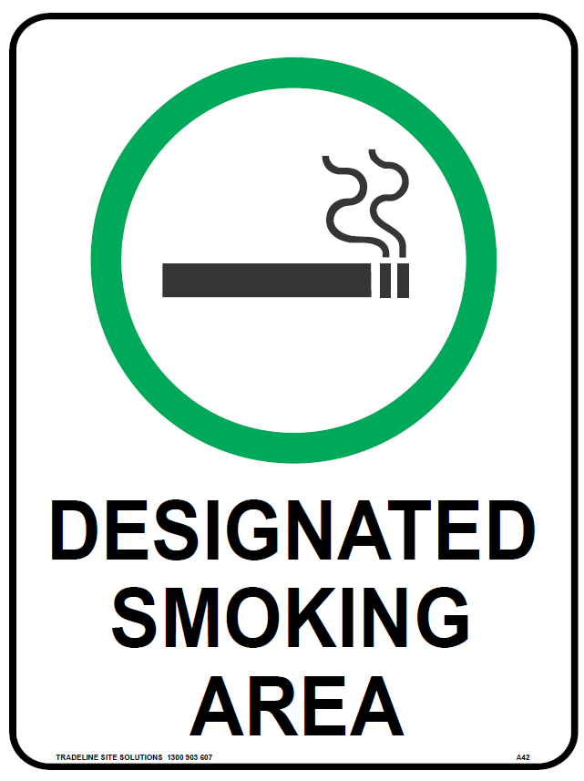 Safety Sign 600 x 450mm - DESIGNATED SMOKING AREA (Symbol)