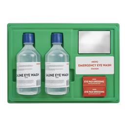 [WASHSTAT] Eye Care/Eye Wash Station incl 2 x 500ml, 2x Eye pad dressings