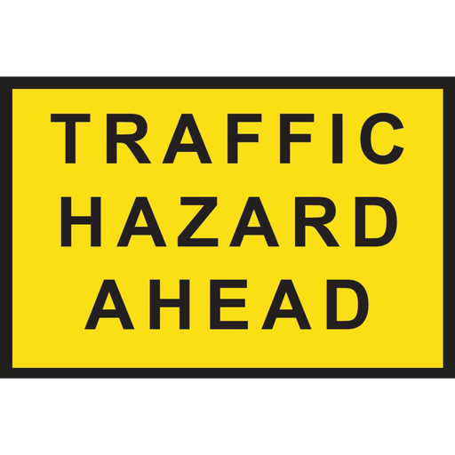 [SIGNT1-10] Boxed Edge Sign Metal Class 1W Reflective 1200 x 900mm - Traffic Hazard Ahead