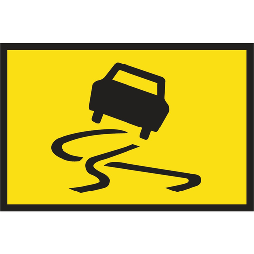 [SIGNT3-3B] Boxed Edge Sign Metal Class 1W Reflective 1500 x 900mm - Slippery Surface Symbol