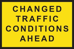 [SIGNT1-23B] Metal Sign Boxed Edge 1800 x 1200mm - Changed Traffic Conditions Ahead