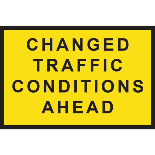 [SIGNT1-23B] Boxed Edge Sign Metal Class 1W Reflective 1800 x 1200mm - Changed Traffic Conditions Ahead