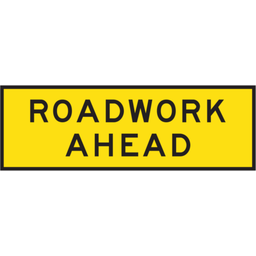 [SIGNT1-1A] Boxed Edge Sign Metal Class 1W Reflective 1800 x 600mm - Roadwork Ahead