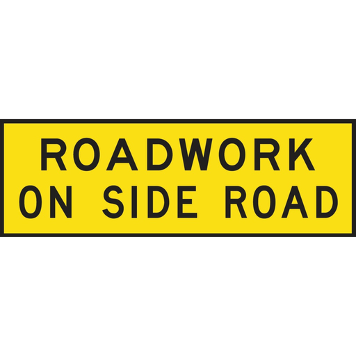 [SIGNT1-25B] Boxed Edge Sign Metal Class 1W Reflective 2400 x 900mm - Roadwork On Side Road