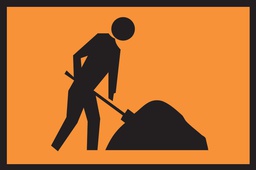 [SIGNT1-5A] Metal Sign Boxed Edge 900 x 600mm - Orange Workman - fluro