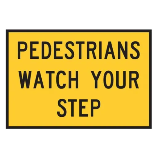 [SIGNT8-1] Boxed Edge Sign Metal Class 1W Reflective 900 x 600mm - Pedestrians watch your step