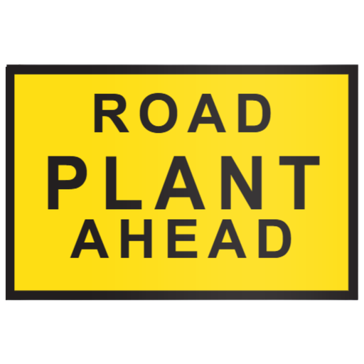 [SIGNT1-3-1] Boxed Edge Sign Metal Class 1W Reflective 900 x 600mm - Road Plant Ahead