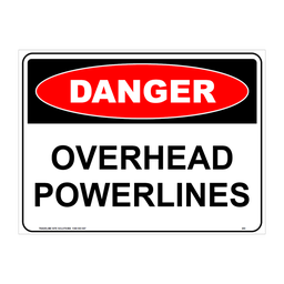 Safety Sign 600 x 450mm - DANGER Overhead Powerlines