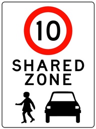 Safety Sign 600 x 450mm - Shared Zone 10km